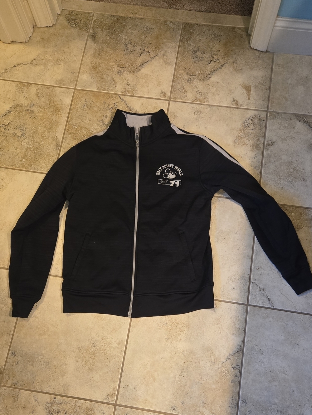 Men's Black Bomber Jacket with White Contrast Stripe